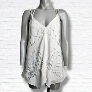 Cynthia Steffe White Laser-cut Tie-up Summer Tank Top Size M